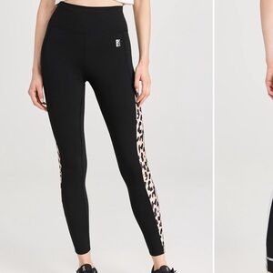 Black Leggings with Leopard Print Side Stripes